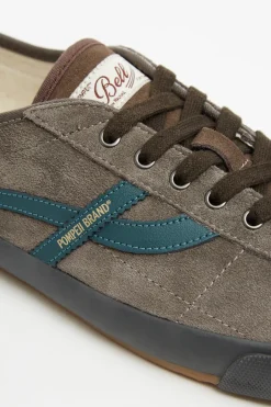 New POMPEII BELL SUEDE CHARCOAL EMERALD