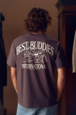 Outlet POMPEII BEST BUDDIES CHARCOAL GREY TEE