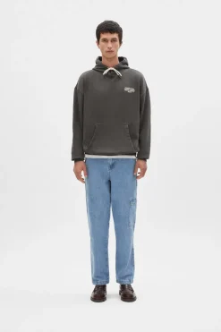 Shop POMPEII DUX WASHED GREY HOODIE