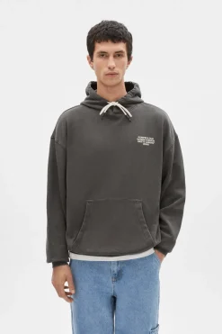 Shop POMPEII DUX WASHED GREY HOODIE