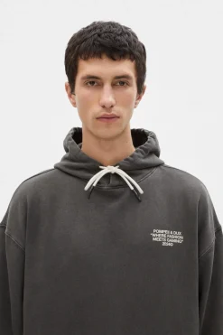 Shop POMPEII DUX WASHED GREY HOODIE