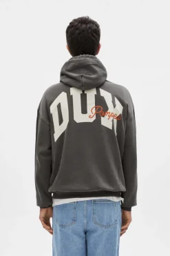 Shop POMPEII DUX WASHED GREY HOODIE