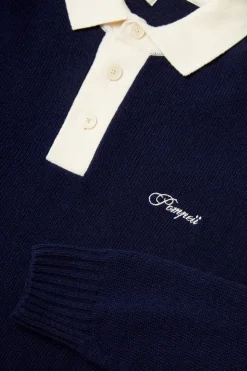 Store POMPEII LOGO NAVY WOOL KNIT POLO